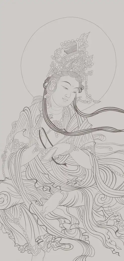 临摹安西榆林窟第三窟的经典壁画《普贤菩萨像》|纯艺术|绘画|创e派