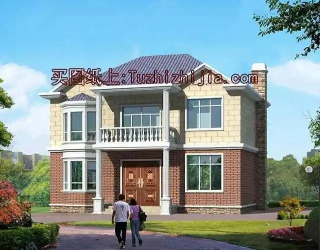 两间房型功能齐全,非常实用两层二层小户型别墅设计图纸楼房效果图