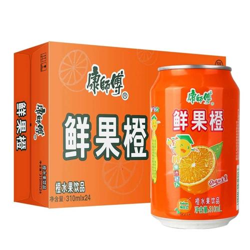 新日期康师傅橙汁鲜果橙饮料310ml24罐整箱夏季饮品学生宿舍当天发货