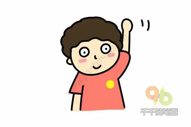 宝宝英文认知 挥手的男孩简笔画