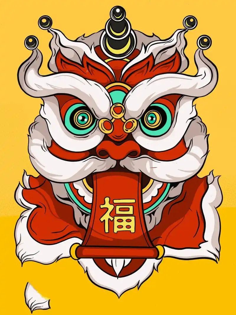 国风插画|舞狮|中国🇨🇳传统文化 接着上一篇的线稿上色咯🎨~