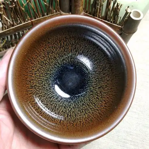 建阳建盏原矿釉铁胎鹧鸪斑油滴百花盏功夫茶具小茶杯品茗主人杯子