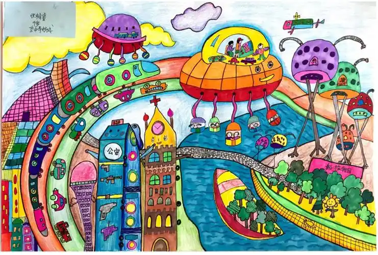 孩子眼中的未来城市,长这样!_绘画