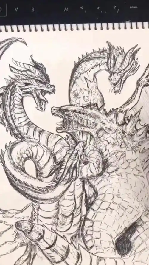 手绘哥斯拉2怪兽之王超人教学