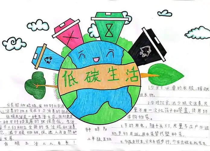 6,第六张低碳节能环保手抄报图片5,第五张低碳节能环保手抄报一年级4