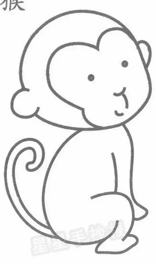 简笔画猴子的画法母猴
