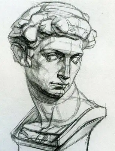 详细讲解石膏头像头发的画法