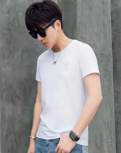 promone夏季新款潮流休闲圆领男士短袖打底t恤                 唯品
