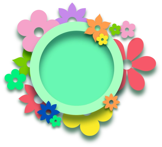 炫彩小花装饰的圆形形状边框