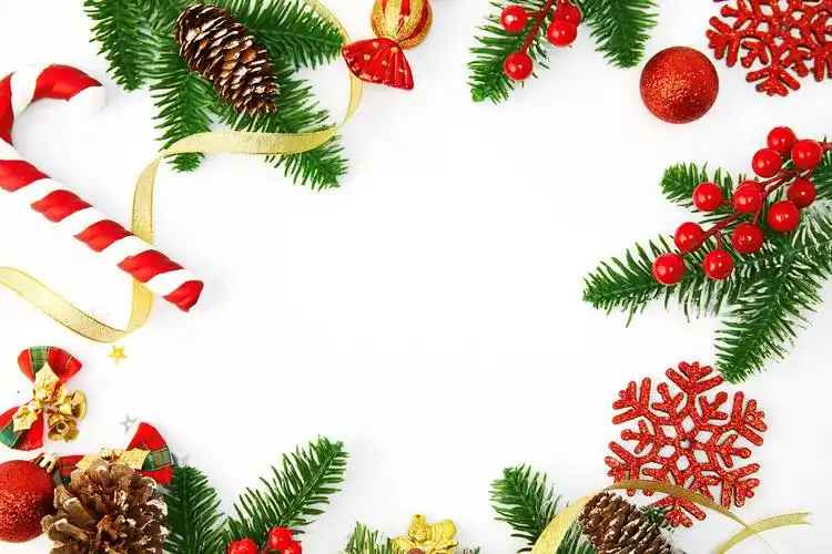 白底糖果松果雪花绿叶铃铛圣诞节圣诞元素