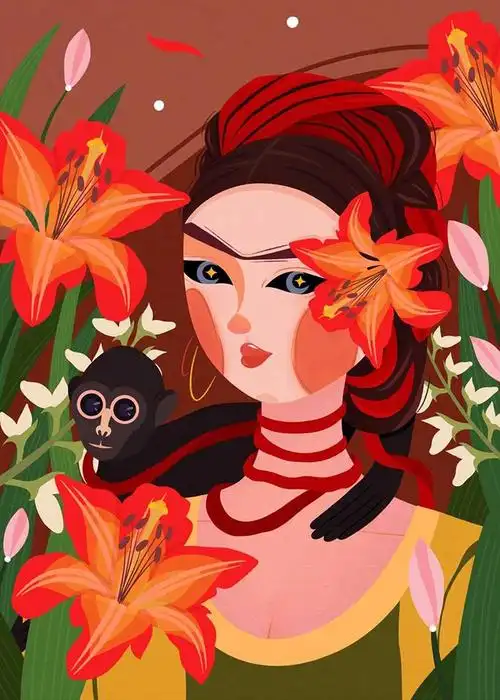 名画里的人物插画图抽象插画作品