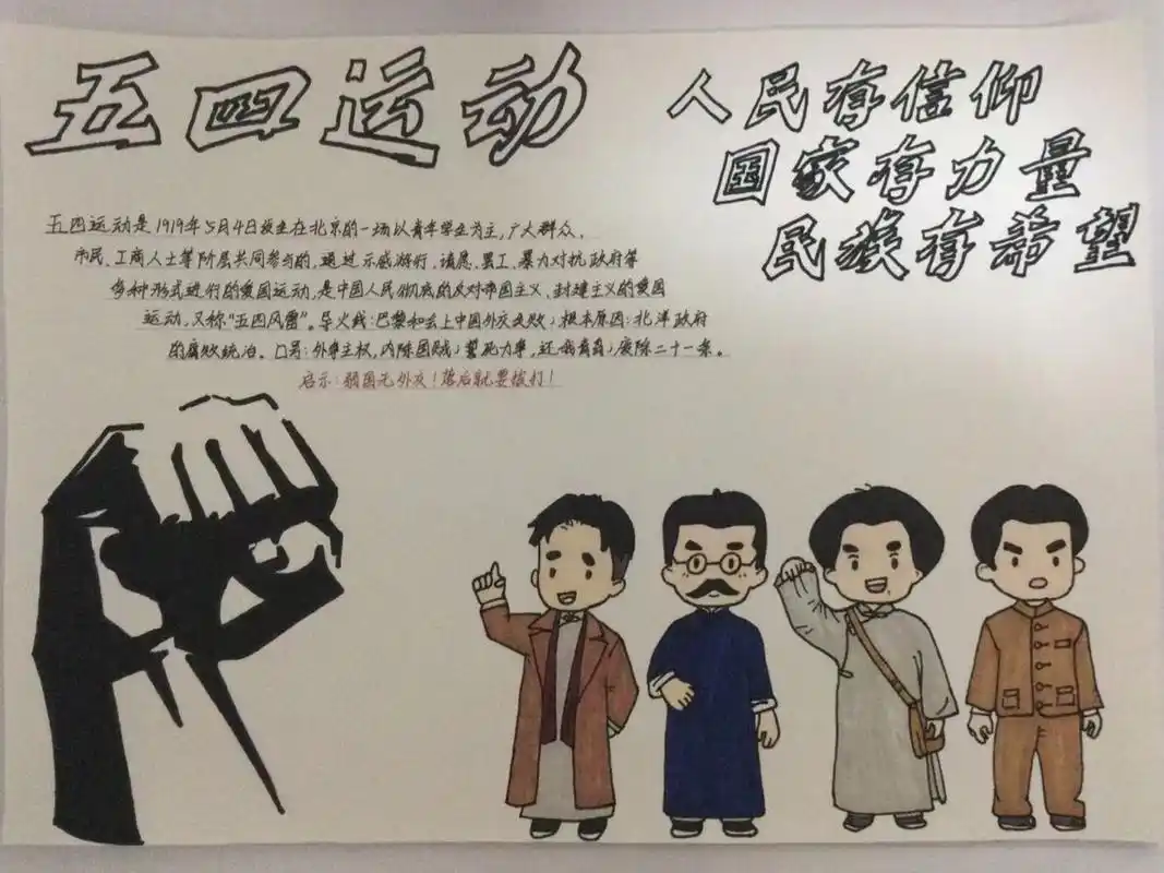 八上历史 五四运动手抄报 原创 初中历史 八上历史 五四运动手抄报