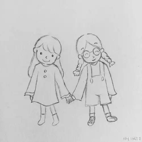 可爱的姐妹简笔画 可爱姐妹花简笔画