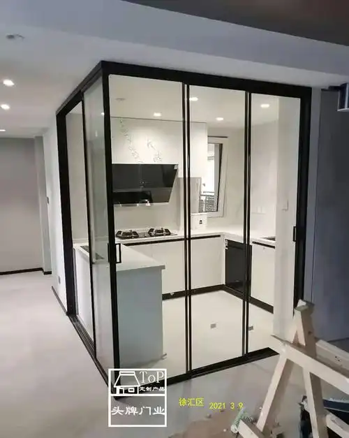 边框三联联动滑门客厅阳台厨房推拉门卫生间隔断厨房门