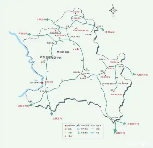 若尔盖县旅游地图