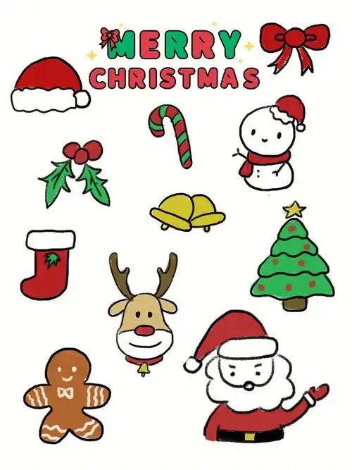 11个圣诞节元素简笔画77过程78