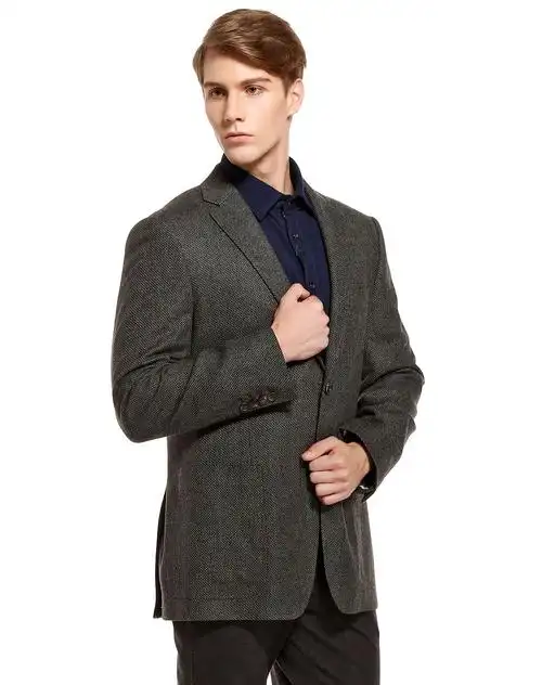 灰绿色潇洒风度长袖西装