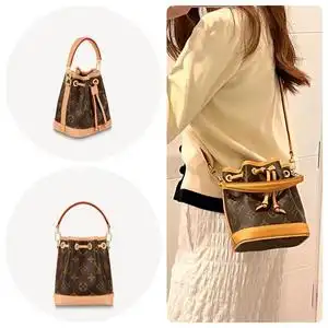 代购 lv/路易威登女包 nano no07新款老花束绳水桶包斜挎包m81266