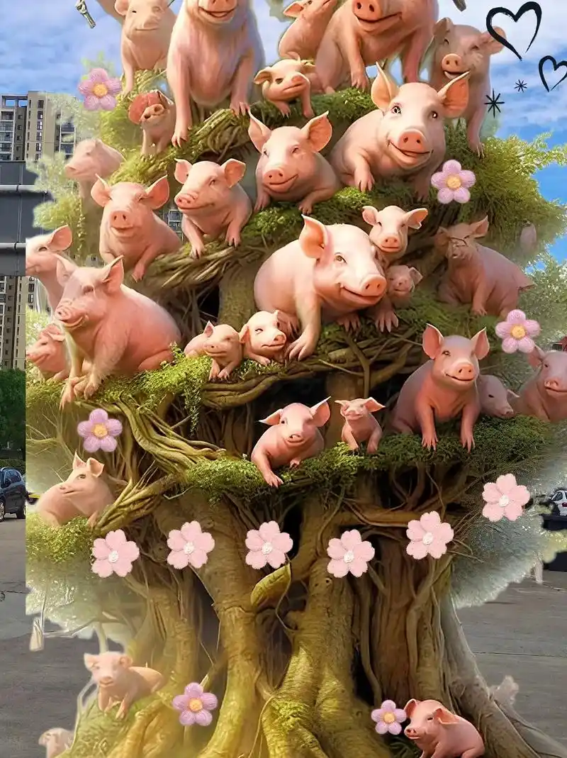 现在的猪都会上树了!#网红猪 - 抖音