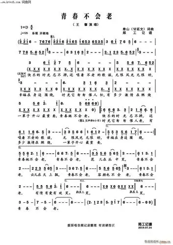 青春不会老 王馨 歌谱简谱网