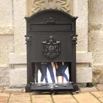 信箱欧式别墅复古邮政邮箱信报箱挂墙室外报纸箱家用邮筒大号黑色尊贵