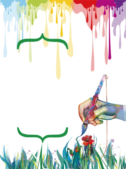 创意水彩插画美术班招生背景素材