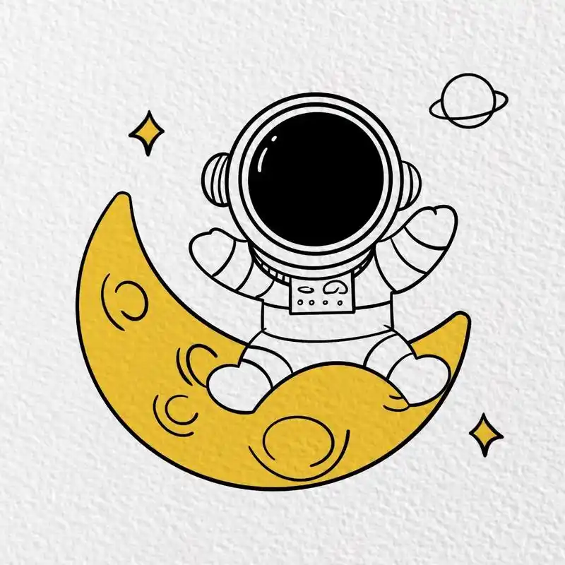 简笔画宇航员附过程