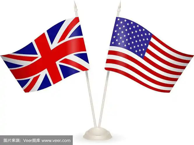 桌子上有英国和美国的国旗