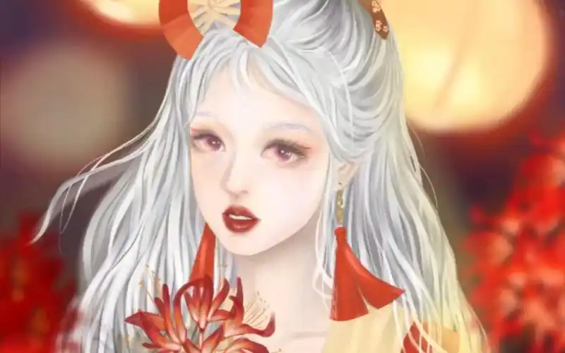 彼岸花-画一个白发红衣魔女