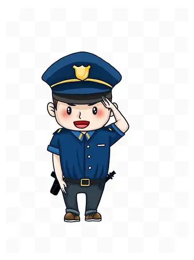 q版可爱敬礼的警察卡通设计