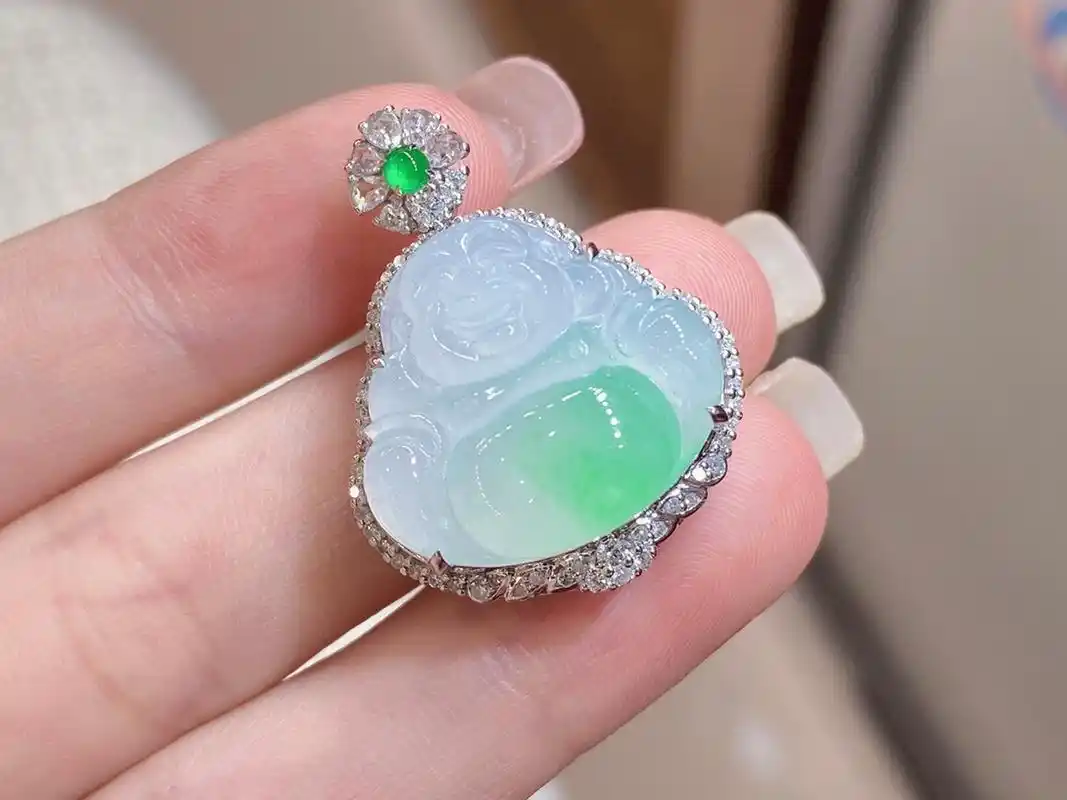 78冰绿佛公 完美 18k金镶嵌 #翡翠