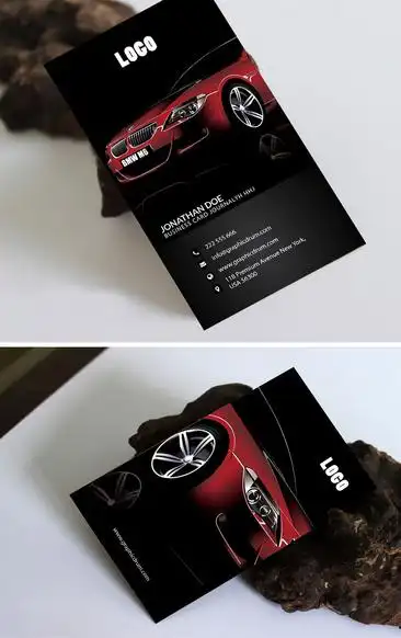 黑色汽车名片设计模板