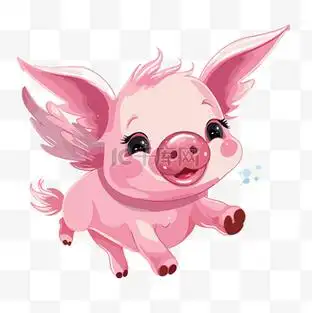会飞的猪剪贴画可爱可爱的猪会飞卡通 向量