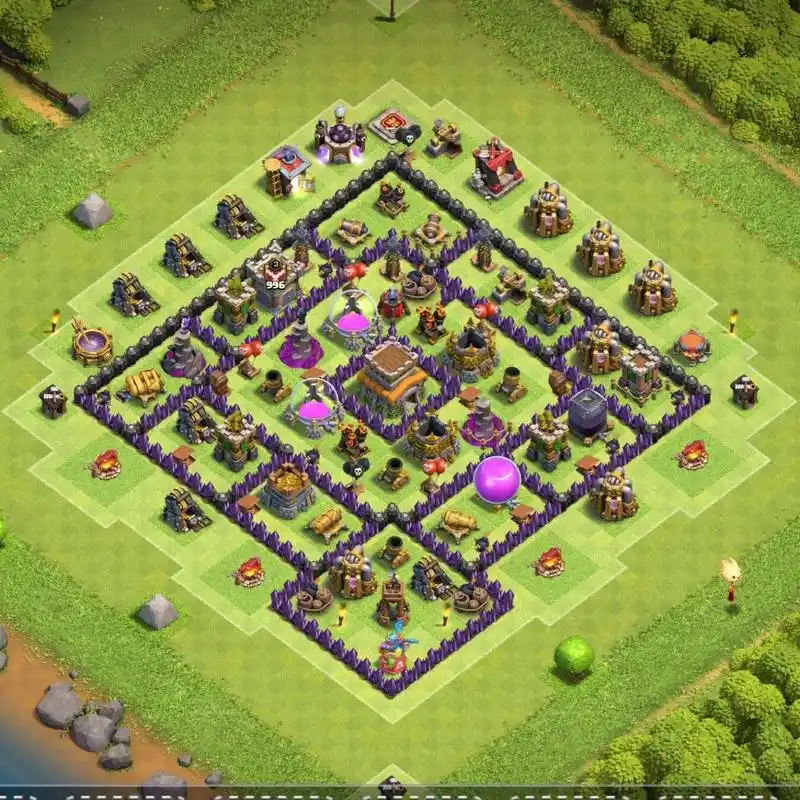 部落冲突8本阵型分享 非流行阵型,按个人逻辑布阵,自己很满意所以留念