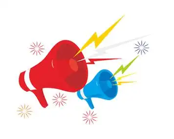 卡通小喇叭喇叭红色简约大气紧急通知微信公众号封面紧急通知公众号次