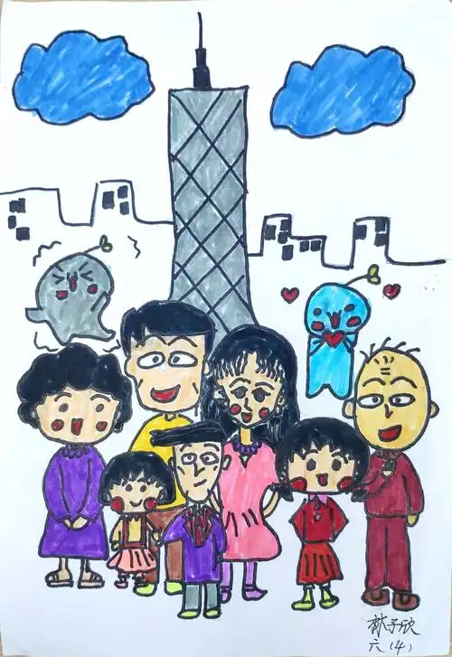 手绘全家福丨石牌小学六年级优秀作品欣赏,为你喜欢的作品投票吧!