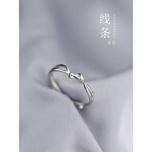 韩版简约创意设计线条女戒指几何绕指柔指环冷淡风开口食指戒女