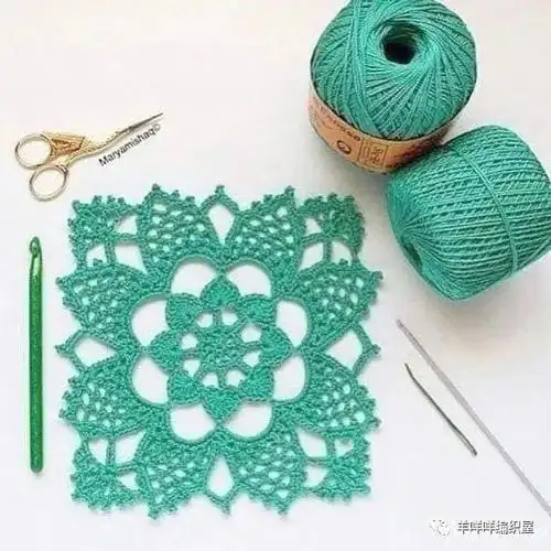 四方形钩针花片