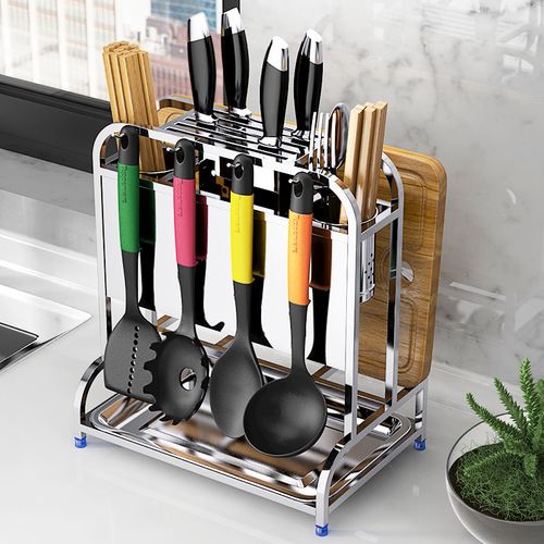 不锈钢多功能厨房置物架用品刀架刀具砧板架子筷子刀架