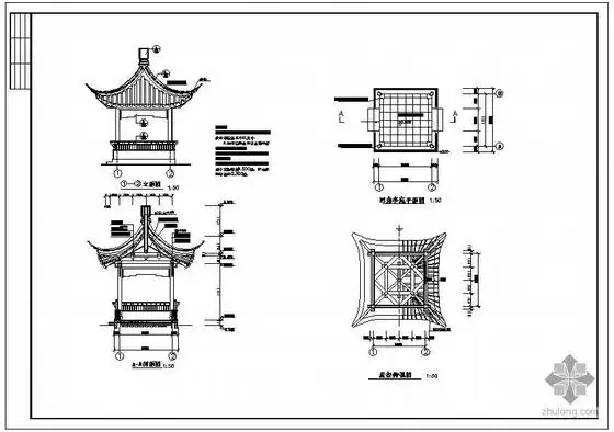 某古建四角亭建筑结构设计施工图