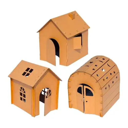 儿童纸板房子小屋纸壳箱玩具手工手工制制作材料白模填色