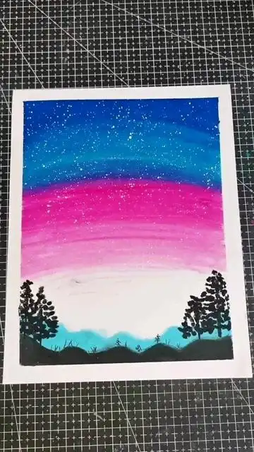 蜡笔画星空简单易学