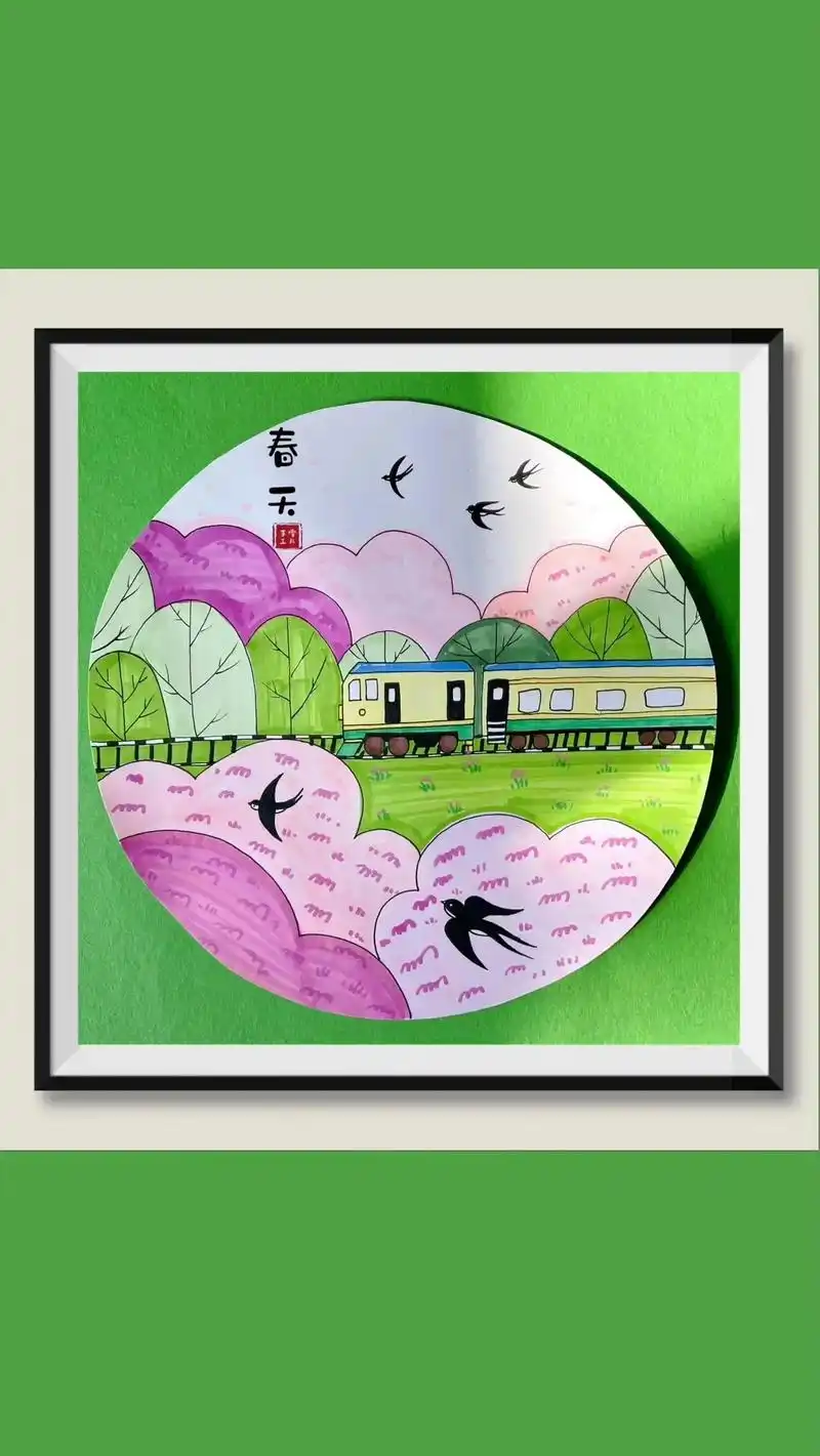 春天主题画.#创意美术 - 抖音