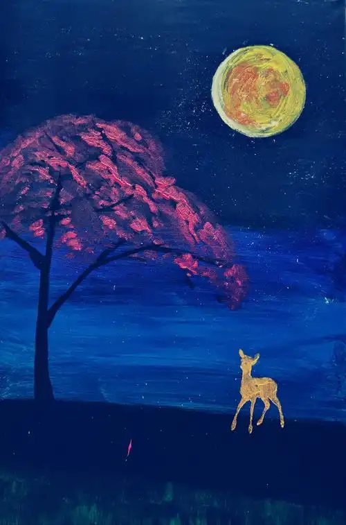 丙烯画"金色麋鹿"|纯艺术|绘画|苏向东号清慧 - 原创作品 - 站酷