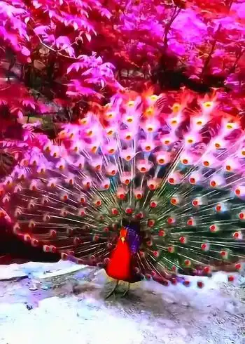 红色孔雀开屏了