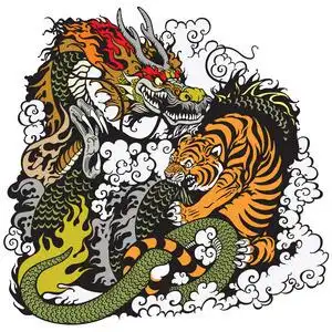 美洲豹狼狐狸老虎鹰猎鹰猴子脸和中国龙.