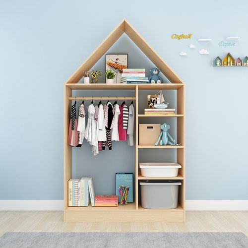 儿童衣柜收纳男孩家用卧室简易实木木质挂衣儿童衣柜