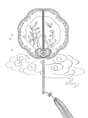 原创插画传统小物件团扇