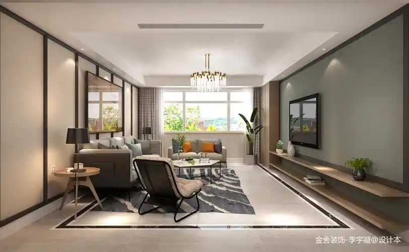 平方三居客厅现代装修图片欣赏121-150m三居现代简约家装装修案例效果