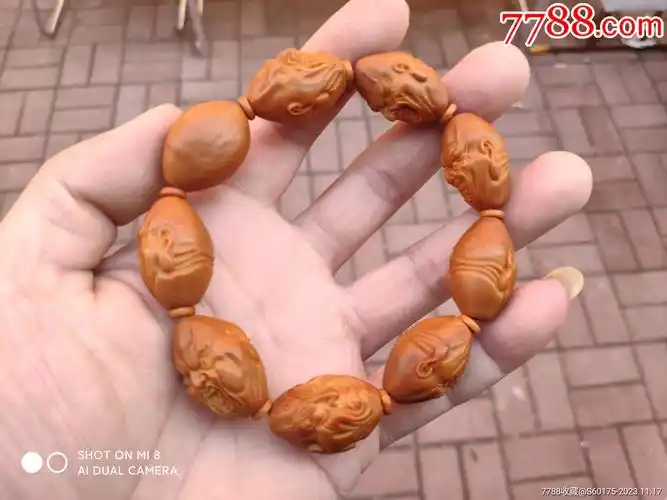 苏工橄榄核雕手串佛珠恶僧